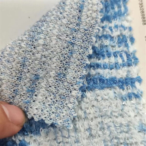 Polyester Silver Thread Coarse Knit Chanel-style Fabric: Where Elegance Meets Fashion - Image 2